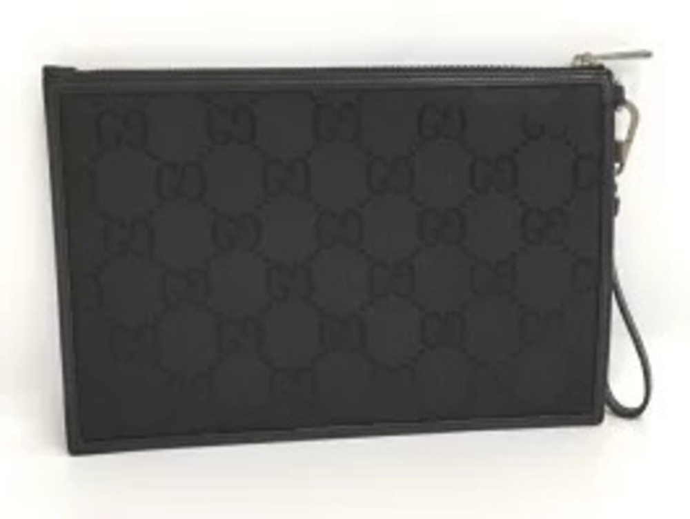 Gucci Grid Bag Off Black the Canvas Clutch Black